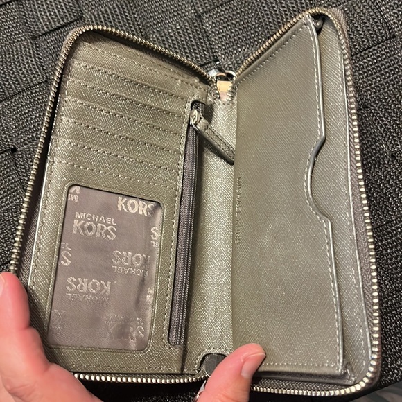 Michael kors phone wallet. Metallic silver with nude accent. - Picture 3 of 3